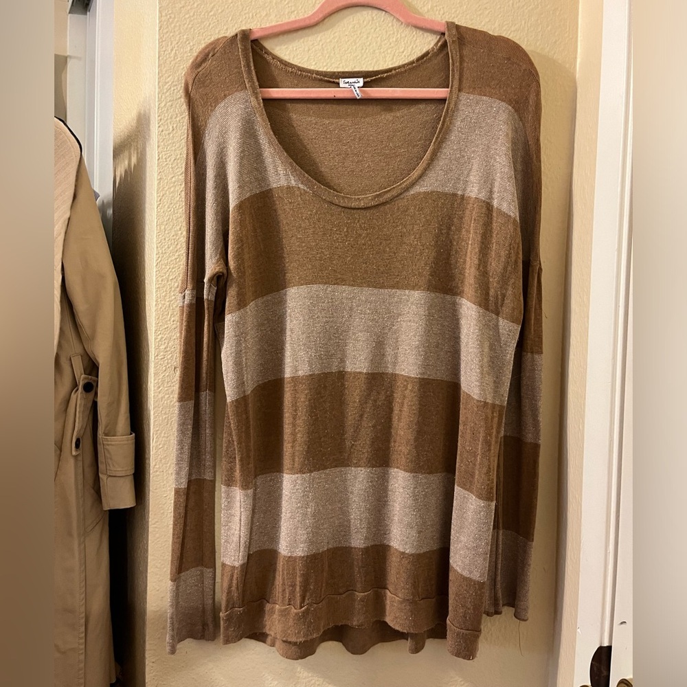 Splendid Striped Sparkle Scoop neck sweater size small